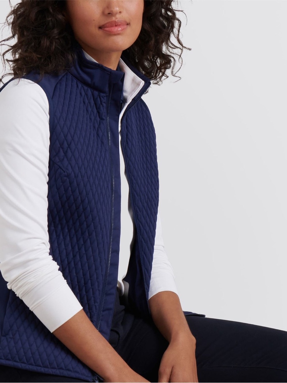 Peter Millar Navy Quilted Zip Vest